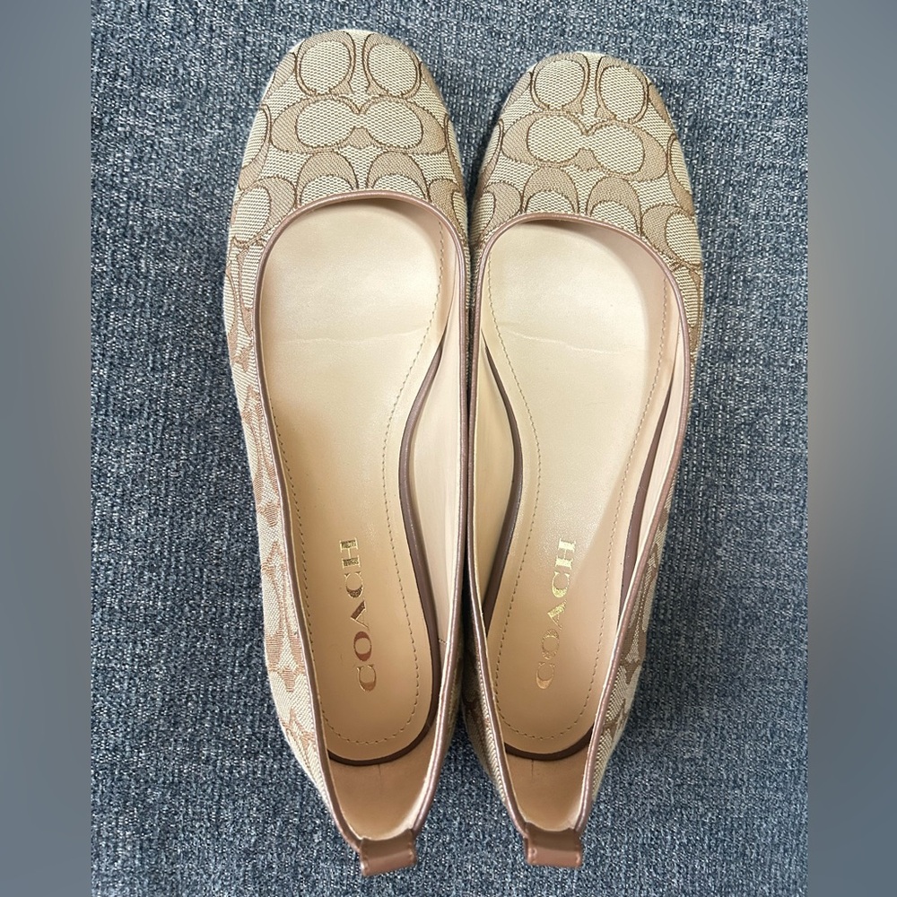 Coach Tan Signature Pattern Flats